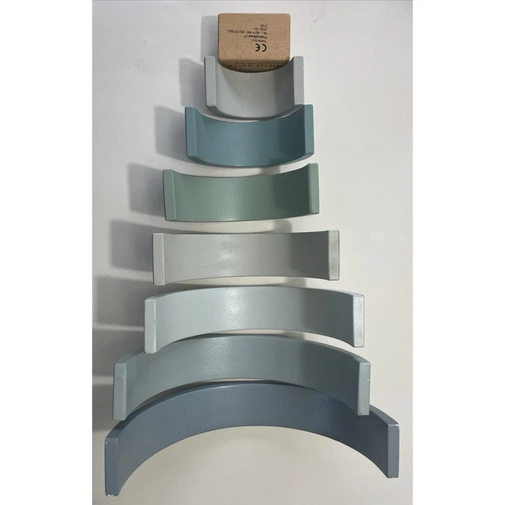 Little‎ Dutch Wooden Rainbow Stacker Montessori Toy Blue Green Nursery Decor 10